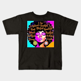 African American, Afro Woman, African American Women, I Am Beautiful Woman Kids T-Shirt